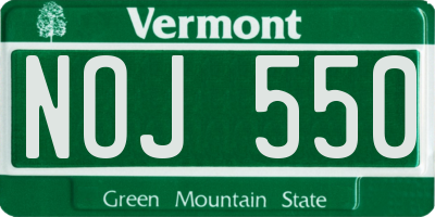 VT license plate NOJ550