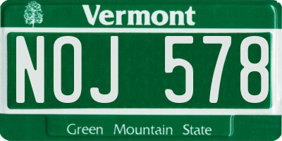 VT license plate NOJ578