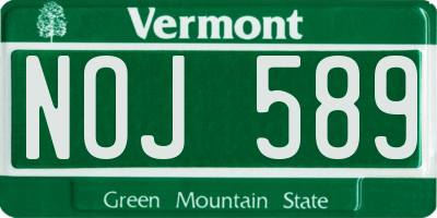 VT license plate NOJ589