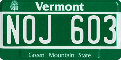 VT license plate NOJ603