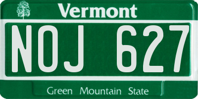 VT license plate NOJ627