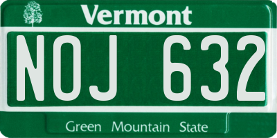 VT license plate NOJ632