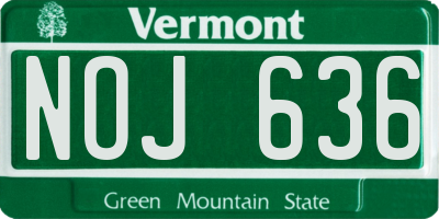 VT license plate NOJ636