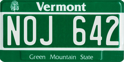 VT license plate NOJ642