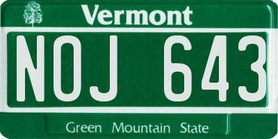 VT license plate NOJ643