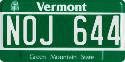 VT license plate NOJ644