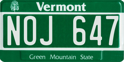 VT license plate NOJ647