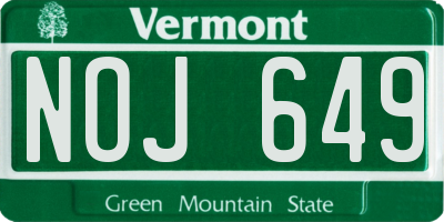 VT license plate NOJ649