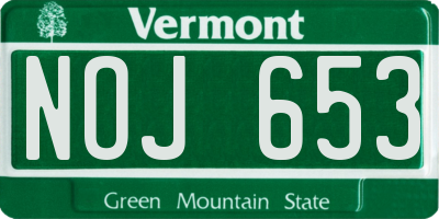VT license plate NOJ653