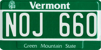 VT license plate NOJ660