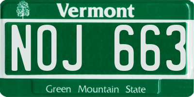 VT license plate NOJ663