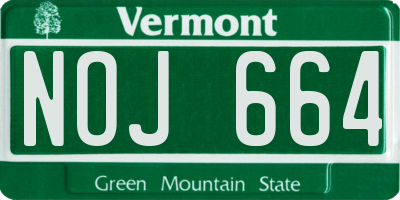 VT license plate NOJ664