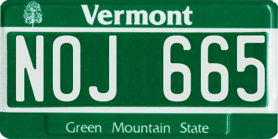VT license plate NOJ665
