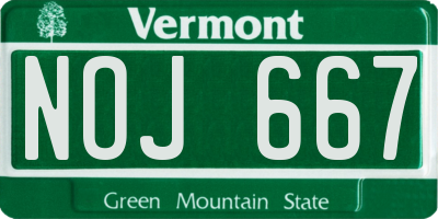 VT license plate NOJ667