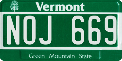 VT license plate NOJ669
