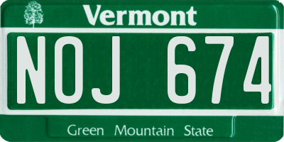 VT license plate NOJ674