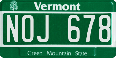 VT license plate NOJ678