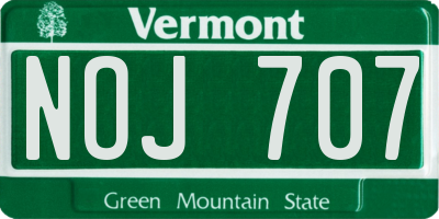 VT license plate NOJ707