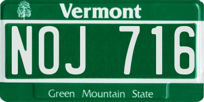 VT license plate NOJ716