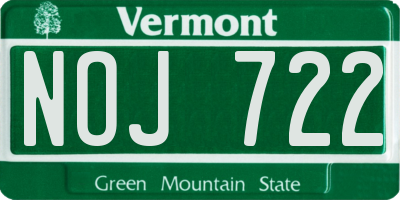 VT license plate NOJ722