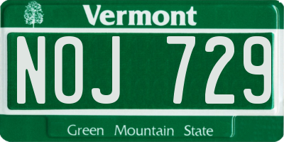 VT license plate NOJ729