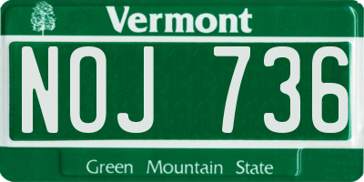 VT license plate NOJ736