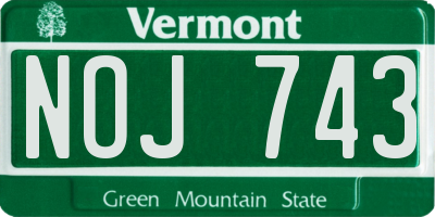 VT license plate NOJ743