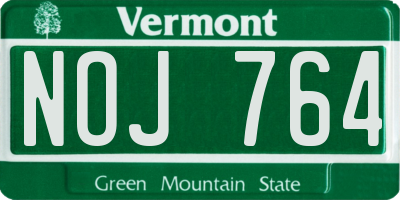 VT license plate NOJ764