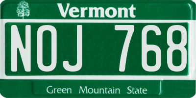 VT license plate NOJ768