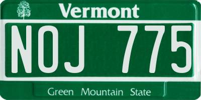 VT license plate NOJ775