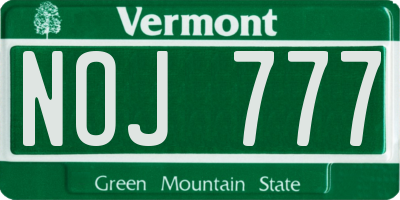 VT license plate NOJ777