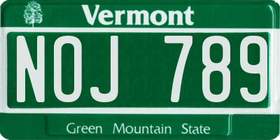 VT license plate NOJ789