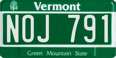 VT license plate NOJ791