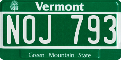 VT license plate NOJ793