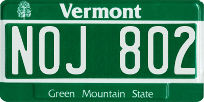 VT license plate NOJ802