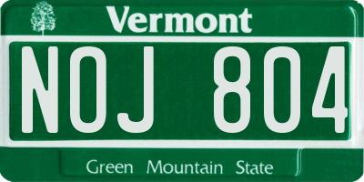 VT license plate NOJ804
