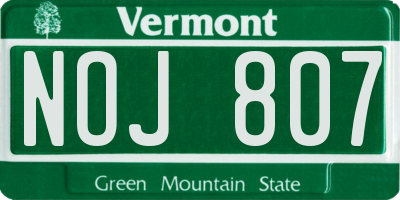 VT license plate NOJ807