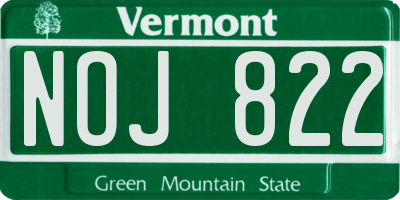 VT license plate NOJ822
