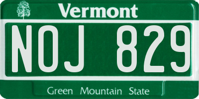 VT license plate NOJ829