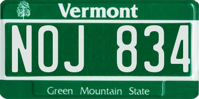 VT license plate NOJ834