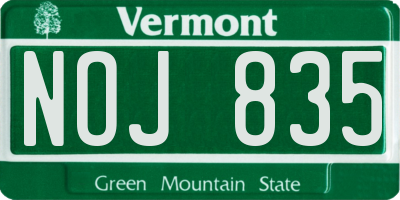 VT license plate NOJ835