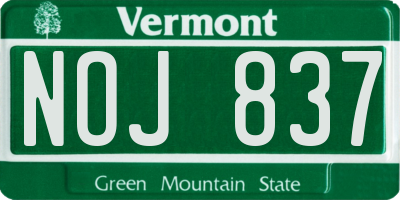 VT license plate NOJ837