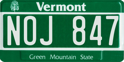 VT license plate NOJ847