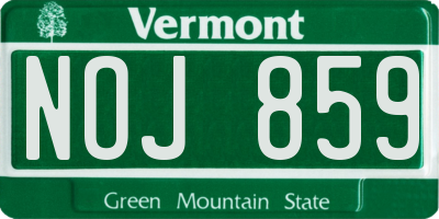 VT license plate NOJ859