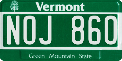 VT license plate NOJ860