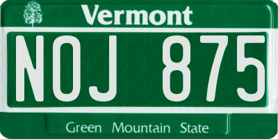 VT license plate NOJ875