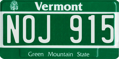 VT license plate NOJ915