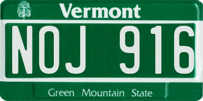 VT license plate NOJ916