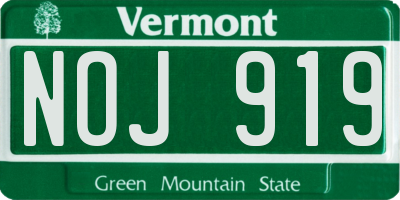 VT license plate NOJ919