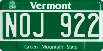 VT license plate NOJ922